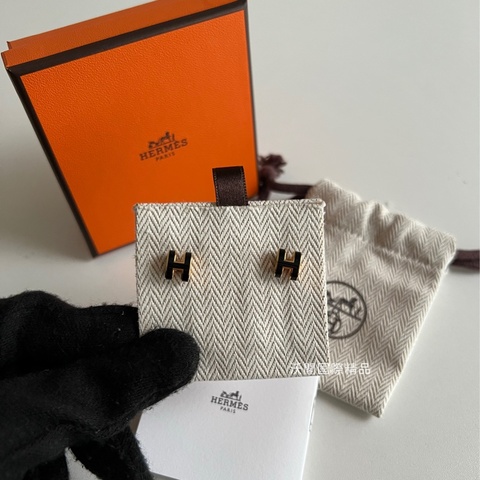 Hermès 黑色Mini Pop H 耳環