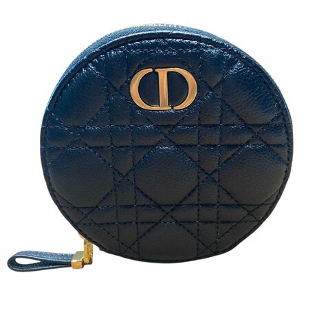 CHRISTIAN DIOR 迪奧 CARO ROUND POUCH WITH CHAIN 黑色 小牛皮 金釦