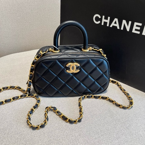 Chanel香奈兒 黑金25A手柄保齡球手提包斜挎包
