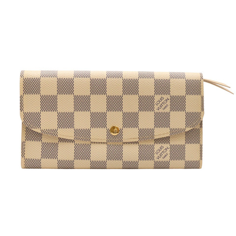LOUIS VUITTON LV 路易威登 Emilie 扣式長夾 白棋盤格帆布 N63021