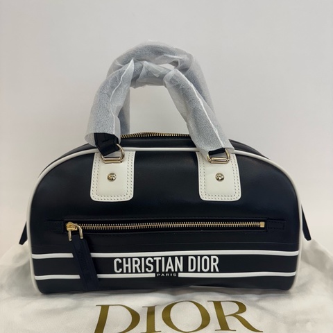 Dior迪奧全皮寬肩帶黑色小號保齡球包98新