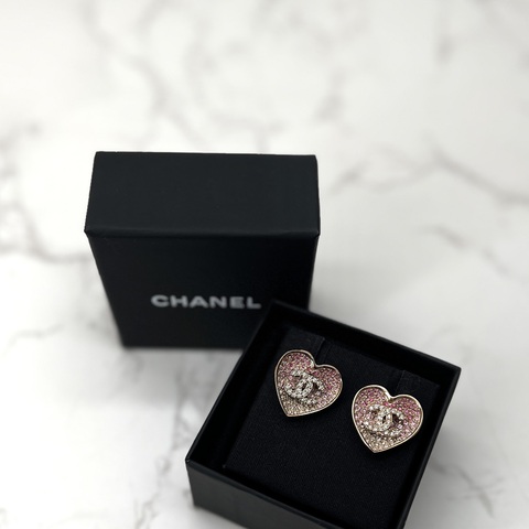 香緹國際精品 CHANEL 23P 水鑽 愛心 耳環 1185