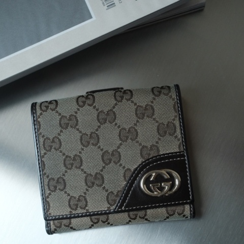 Gucci 經典 GG Canvas 雙G橢圓標牌短夾/皮夾/錢包｜Tom Ford 時期作品