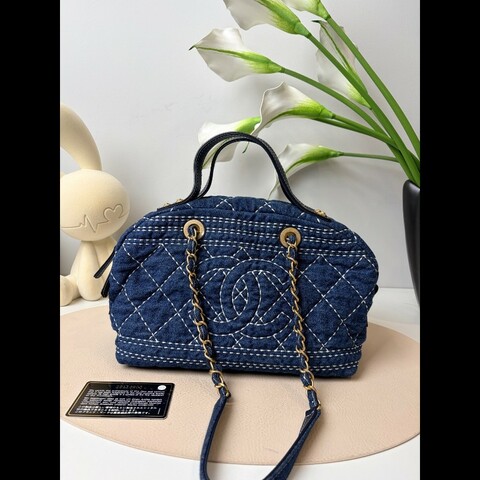 Chanel/香奈兒 丹寧牛仔外縫走線保齡球 底長24   極品好成色