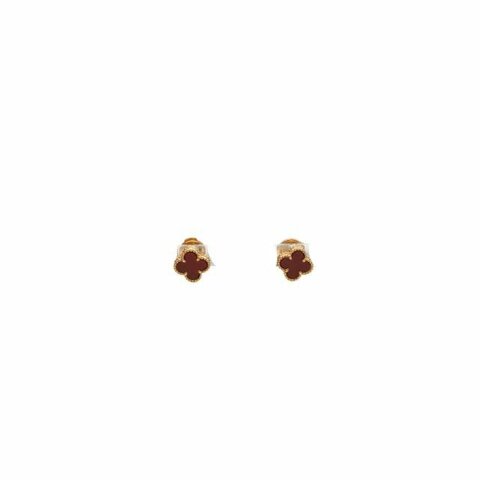VAN CLEEF&ARPELS SweetAlhambra小號單花耳釘18K玫瑰金/紅玉髓
