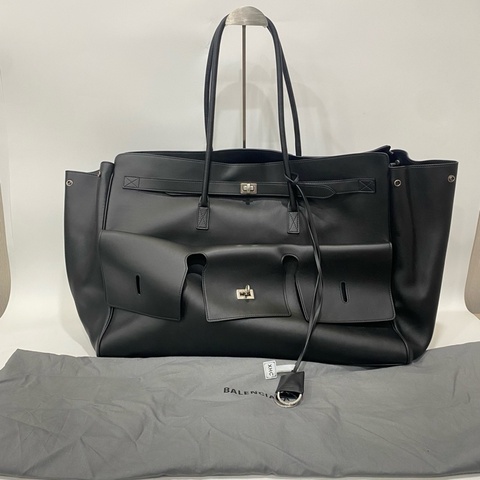 Balenciaga/巴黎世家BEL AIR加大號手袋 黑色牛皮單肩包