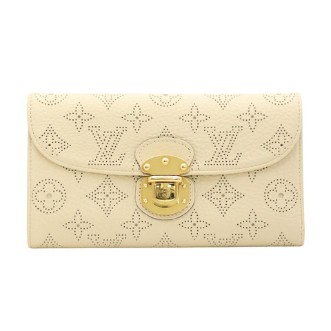 LOUIS VUITTON LV 路易威登 Amelia 三折長夾 米色 原花 Mahina 鏤空小牛皮 M95550