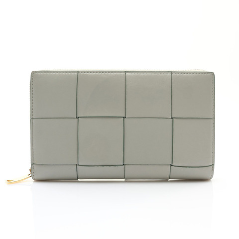 BOTTEGA VENETA BV 寶緹嘉 Cassette 拉鍊長夾 淺綠色 編織羊皮 649607