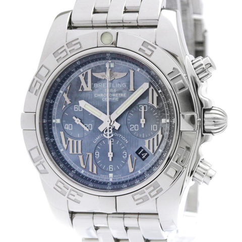 百年靈 Chronomat 44 日本有限公司 藍色珍珠母貝錶盤腕錶 AB0110 拋光