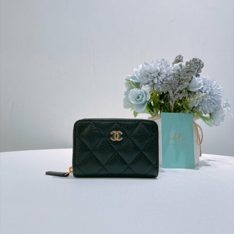 TW4942 Chanel 香奈兒 拉鏈卡包 黑色荔枝皮 Classic Zip Coin Purse Black x GHW Caviar