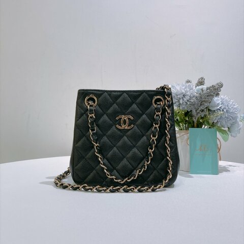 TW4943 Chanel 香奈兒迷你托特包 荔枝皮 黑金AS3176 Mini Tote Caviar Black x GHW