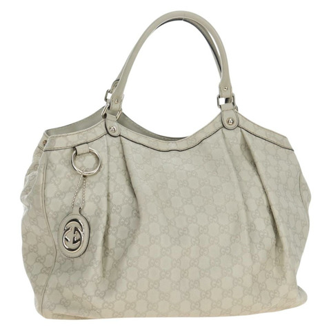 GUCCI GG帆布 Guccissima Sukey 手提包 皮革 米色 金色 211943 正品 192998V