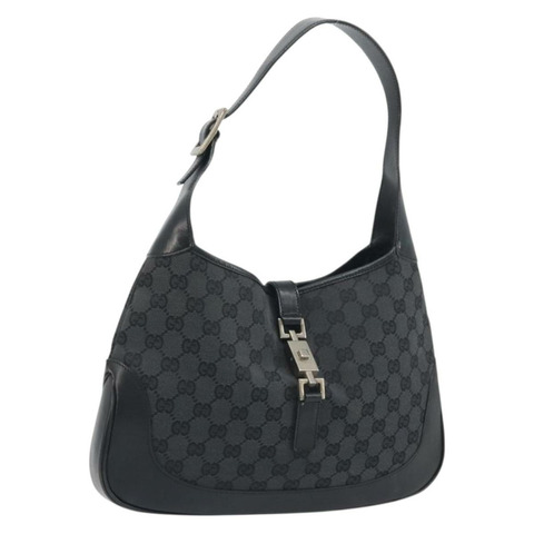 GUCCI GG帆布Jackie手提包 黑色 銀色 001 3306 正品 194743V