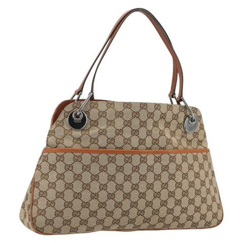 GUCCI GG帆布手提包 銀米色 121023 正品 194941V