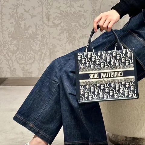 DIOR藍緹花Book Tote小型托特包