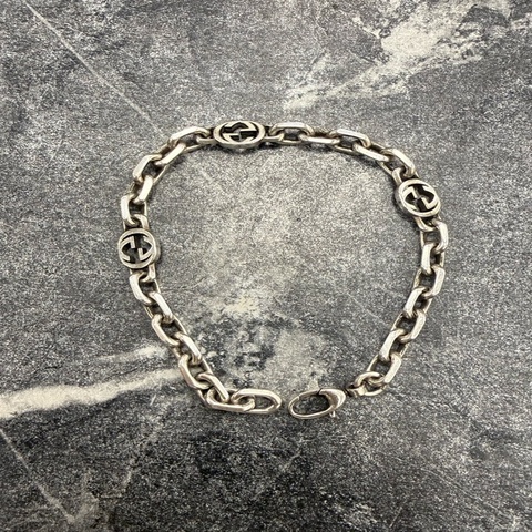 Gucci 古馳 Interlocking G 925 雙G墜飾 復古手鍊