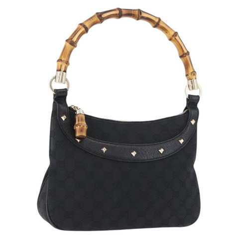 GUCCI 竹節肩背包 皮革 黑色 金色 137378 正品 194670V
