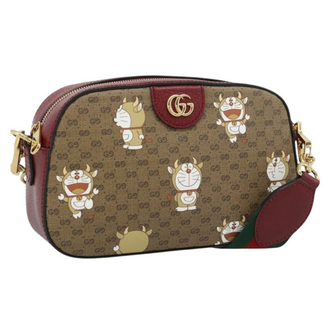 GUCCI Micro GG Supreme Doraemon 聯名手袋 PVC 米色 574886 正品 193906SAM