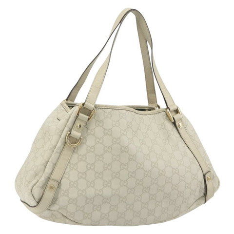 GUCCI GG帆布 Guccissima Abbey 手提包，皮革白色金色，貨號 130736，正品編號 194757V