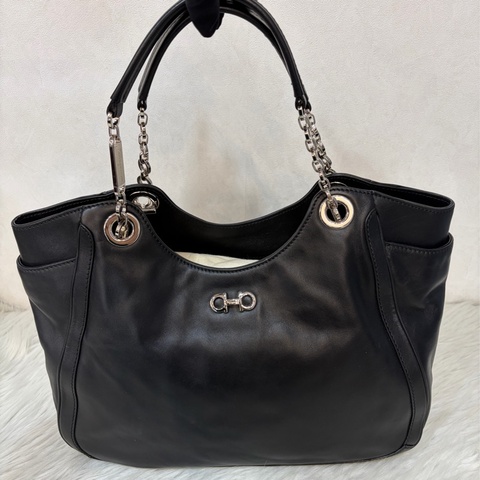 Salvatore Ferragamo 黑 牛皮 手提包 肩背包 購物包 BOOKTOTE