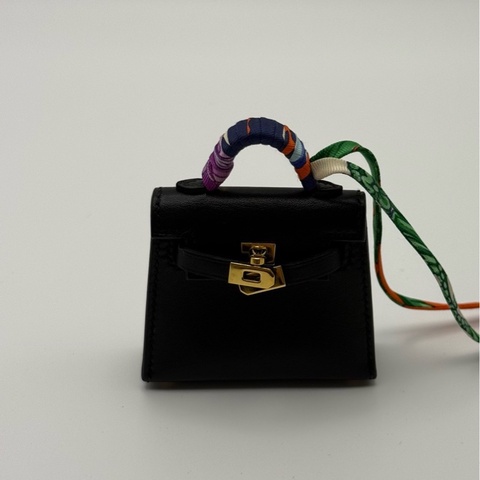 愛馬仕Hermes  掛件包掛KellyTwilly掛件黑金 B刻