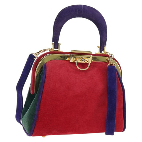 Christian Dior 麂皮手提包 2way 紅金 Auth bs36171V