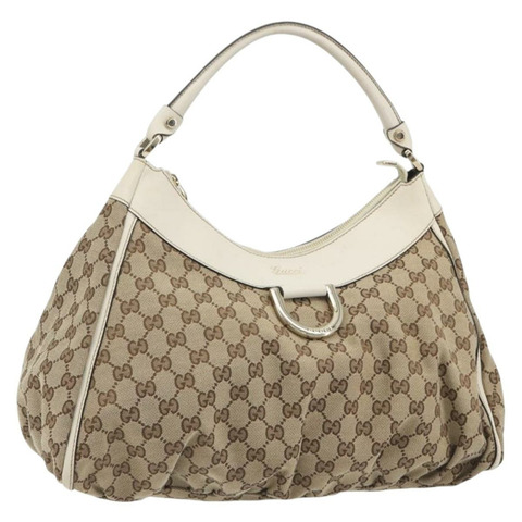 GUCCI GG帆布Abbey單肩包 米色 金色 189833 正品 194033V