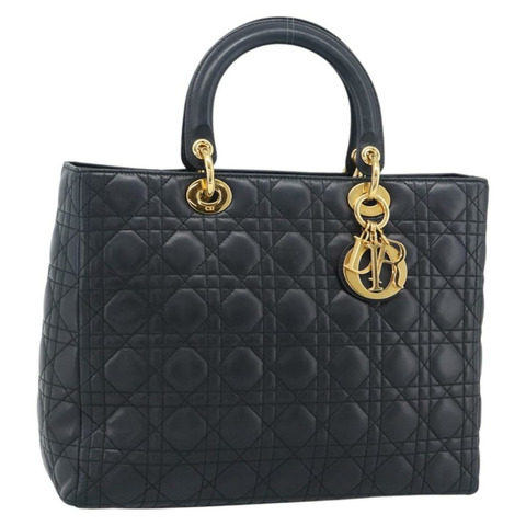 Christian Dior Lady Dior Canage 手袋，羊皮材質，黑色，金色，正品，貨號 194778V