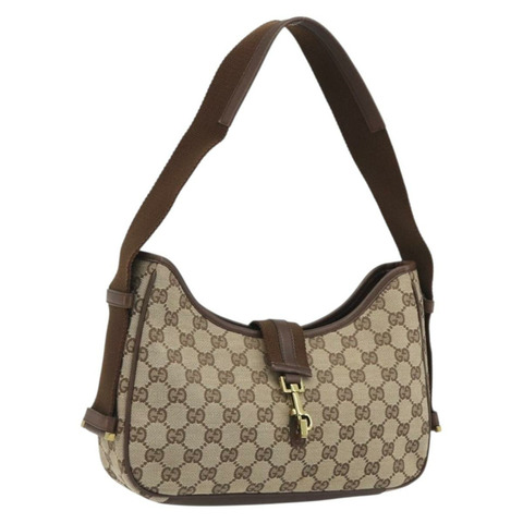 GUCCI GG帆布肩背包 米色 金色 92736 正品 194249V