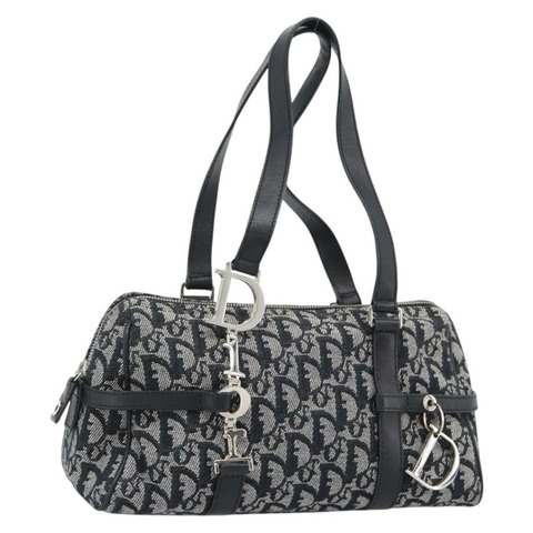 Christian Dior Trotter帆布波士頓包 黑色銀色 正品 195251V