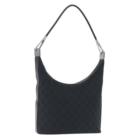 GUCCI GG帆布肩背包 黑色 銀色 001 3814 正品 194836V