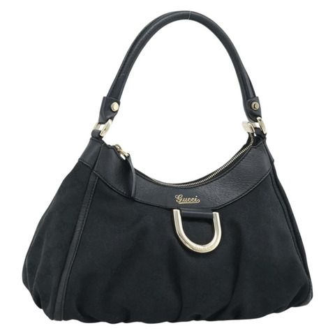 GUCCI GG帆布Abbey單肩包 黑色 金色 190525 正品 194851V