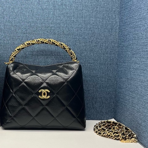 香奈兒chanel24b黑金手腕飯盒手拎斜挎包