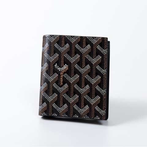 【稀有款】Goyard 經典 Goyardine Victoire 附零錢包折疊短夾/皮夾（黑棕配 Black）