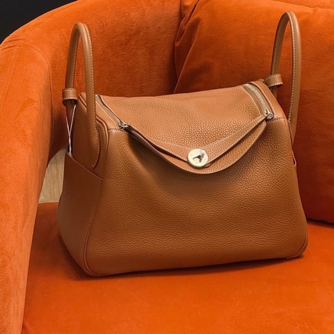 Hermès 愛馬仕Lindy30金棕銀Tc皮  T刻  塵袋