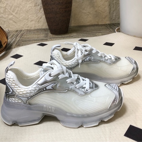 迪奧/Dior  Vibe運動鞋 白色拼銀色氣墊增高運動鞋 98新 37碼