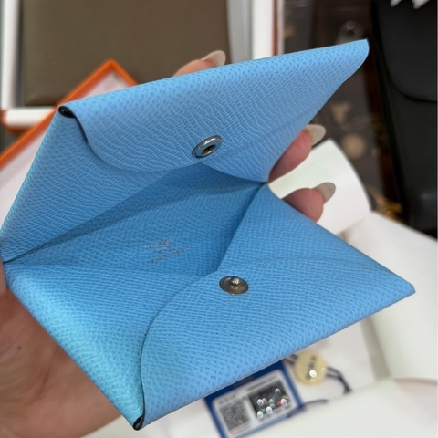 Hermès 愛馬仕卡包Calvi糖果藍 U 刻 未使用