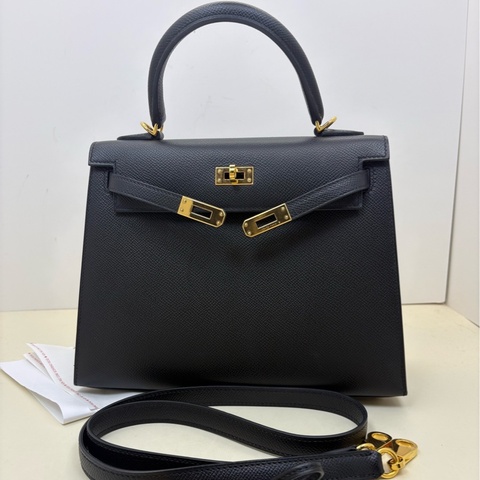Hermes 愛馬仕 【99新】Z刻 Kelly25 黑金epsom皮 外縫 鎖具齊全