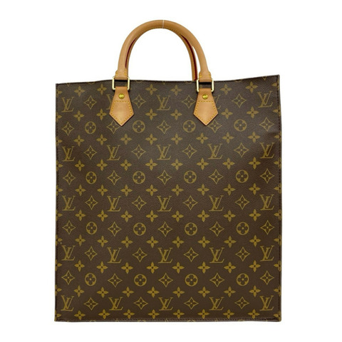 路易威登 Louis Vuitton Sac Plat Monogram Logo Pattern Leather Handbag Tote Bag Brown 04714