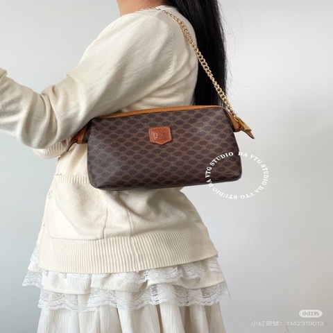 Celine • 經典老花凱旋門雲朵包 附長鏈條