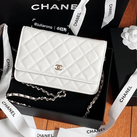 Chanel • 經典白金荔枝牛皮Woc鏈條包 芯片款✨ 全配🈶盒