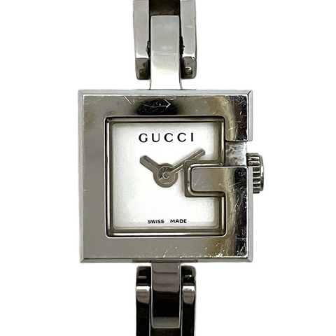 Gucci G-Mini腕錶，總重23.6克，不鏽鋼材質，石英機芯，銀色錶盤，120