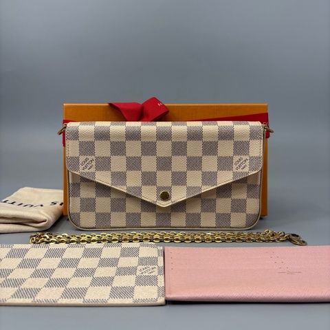 Louis Vuitton 路易威登 白棋盤格三合一鏈條斜挎包 芯片 尺寸21*12