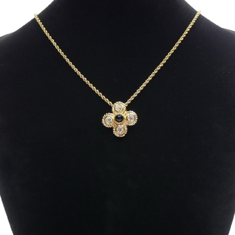 🇯🇵日本美品 【 Vintage Dior 】水鑽四葉花形金色項鍊