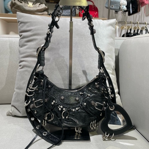 Balenciaga巴黎世家lecagole穿孔黑色xs加小號月牙包肩背包斜挎包