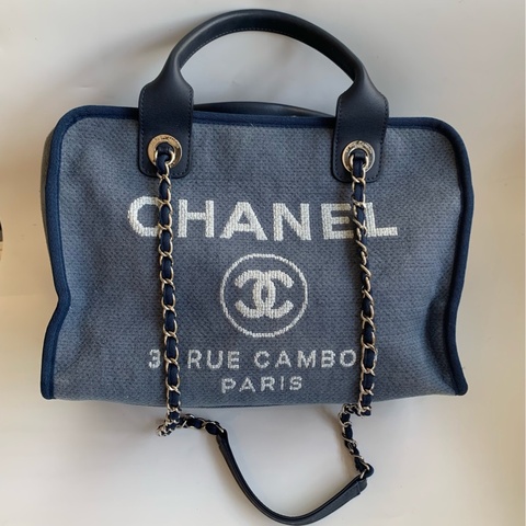 香奈兒Chanel 20開 牛仔丹寧保齡球單肩包