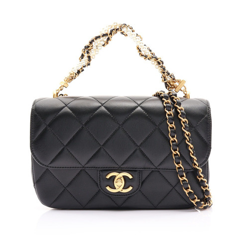 CHANEL 香奈兒 兩用包 黑色 羊皮 金扣