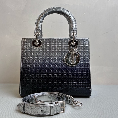 Dior/迪奧 漸變藍銀扣 五格戴妃 手提包斜挎包 98新
