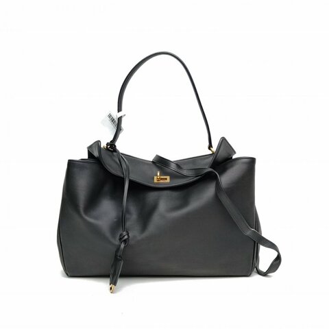 BALENCIAGA Rodeo中號黑色牛皮革金扣肩背包