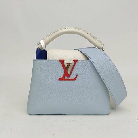 LOUIS VUITTON CapucinesMini藍色牛皮革銀扣2020晶片肩背包